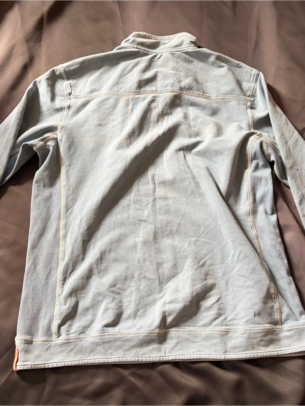 Men's Long Sleeve Quarter-Zip Pullover - Light Blue - Picture 3 of 8